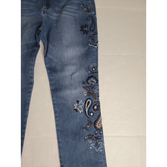 Driftwood Jeans Womens 29 x 27 Blue Floral Embroidered Stella Straight Stretch - Picture 4 of 10